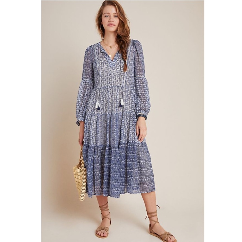 Anthropologie Talulah Sheer Tiered Maxi Dress